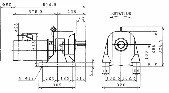 日立電機尺寸圖 3.7kW 升降用